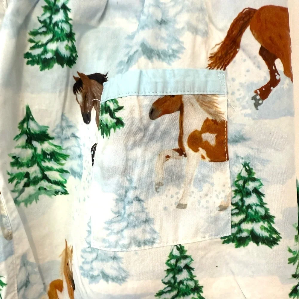 Sant and Abel x Skydog Wild 
& Free Mustang Pajama Bottoms Organic Western Horse - Picture 4 of 7